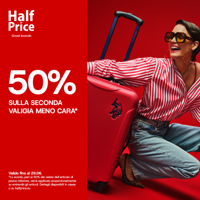 Da HalfPrice, ottieni il 50% di sconto sulla seconda valigia