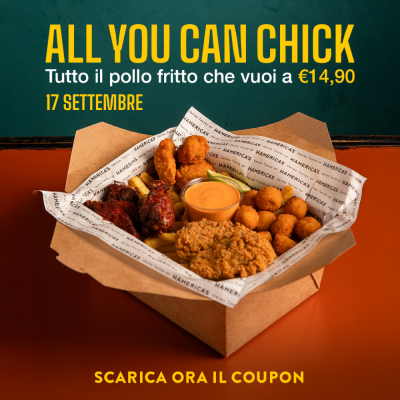 Pollo fritto no limits a soli €14,90 solo il 17 settembre a cena 🔥